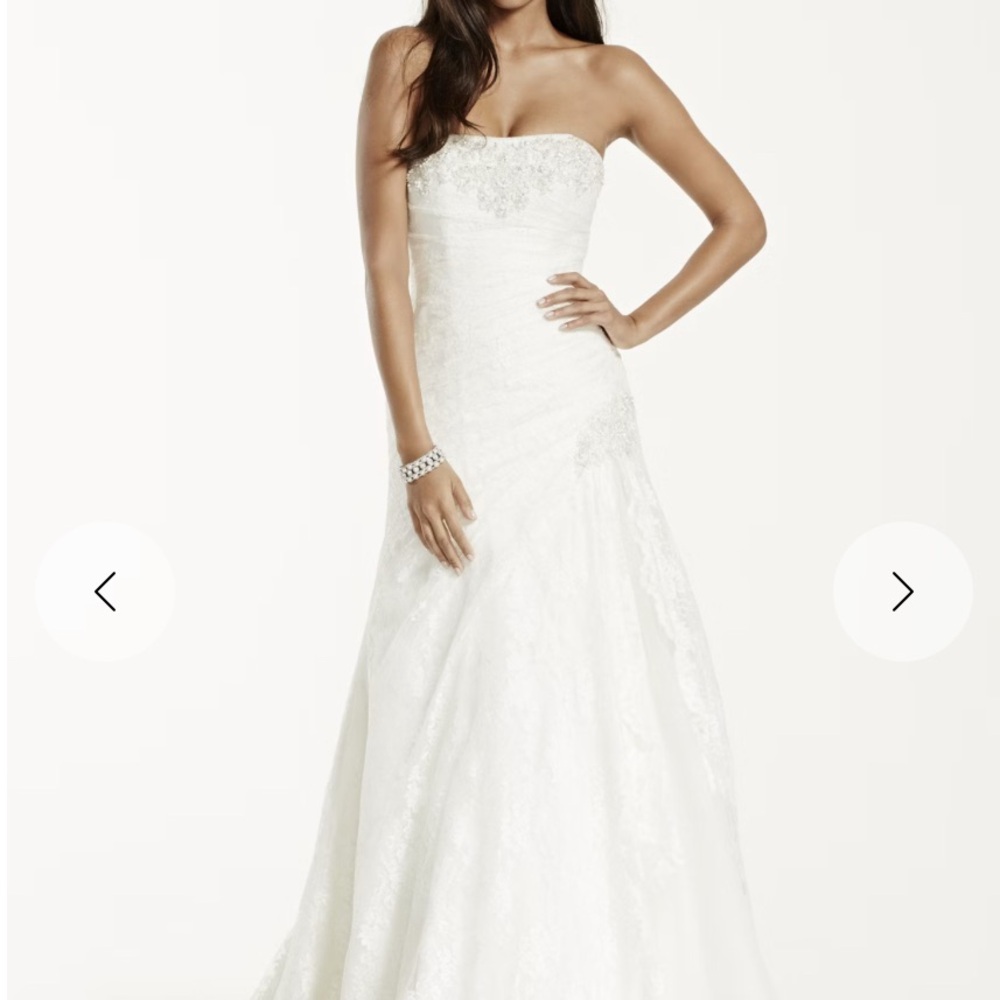 David's Bridal Ivory Strapless Lace Dress